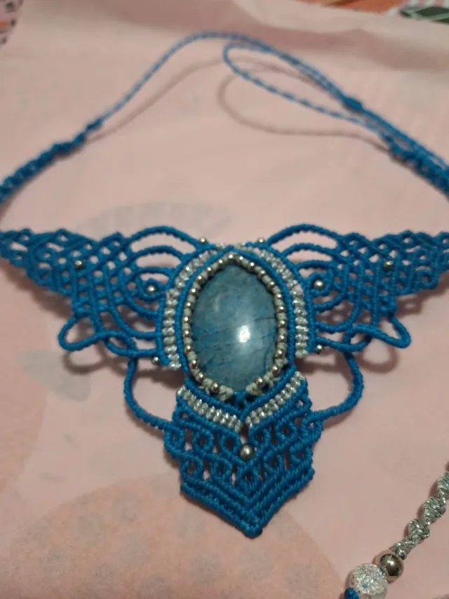 Collar macramé piedra natural