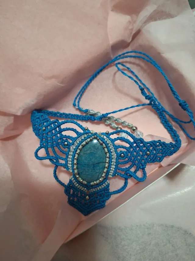 Collar macramé piedra natural