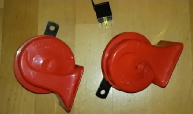 Kit Bocinas Claxon Clásicas Rojas