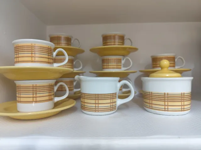 Jogo de café Pontesa branco e amarelo