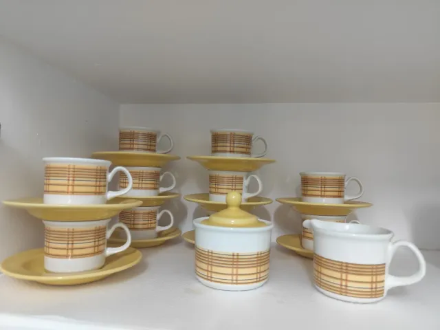 Jogo de café Pontesa branco e amarelo