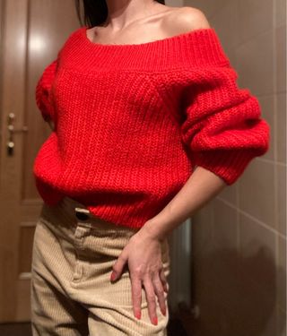 Jersey Divided Hombros Descubiertos Punto Grueso M