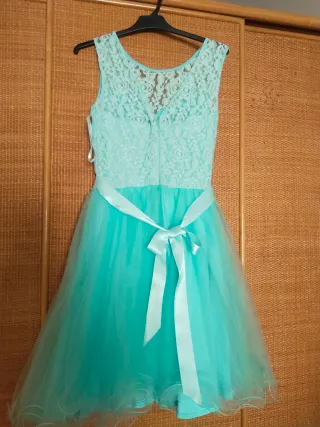 Vestido de fiesta azul turquesa