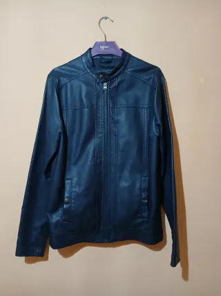 Cazadora Piel azul marino Caballero