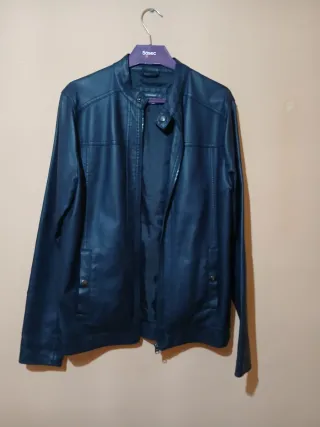 Cazadora Piel azul marino Caballero