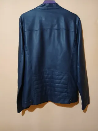 Cazadora Piel azul marino Caballero