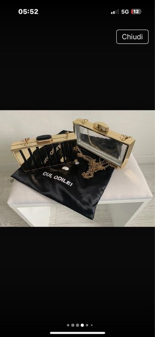 Borse Oui Odile clutch sera, eleganti, oro e nera
