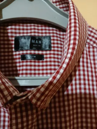 Camisa cuadros caballero roja y blanca