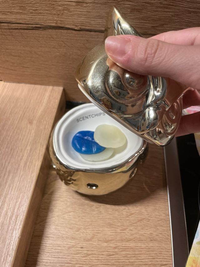 Portacandele gufo oro ceramica