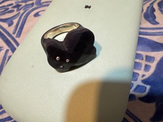 Anillo Tous Caucho Negro y Plata