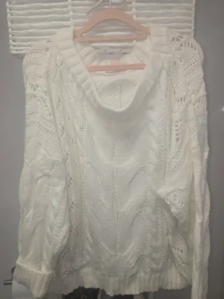 Jersey punto trenzado cuello barco