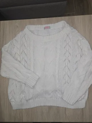 Jersey punto trenzado cuello barco