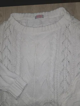 Jersey punto trenzado cuello barco