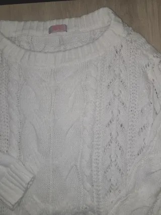 Jersey punto trenzado cuello barco