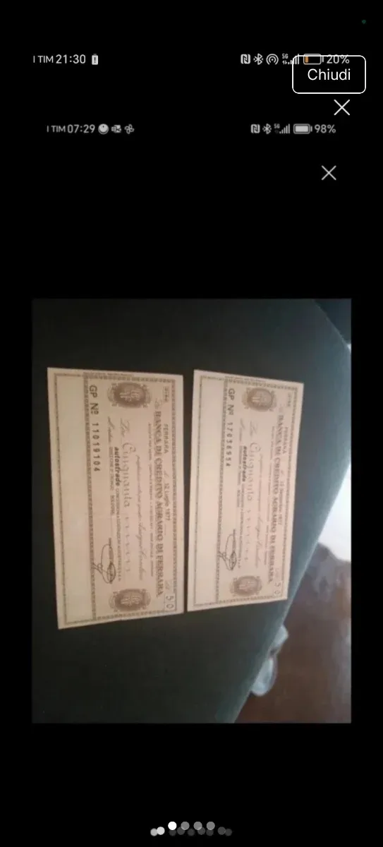 2 Mini Assegni Banca Credito 1977