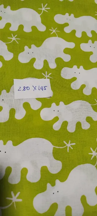 3 retales tela Ikea verde y blanco