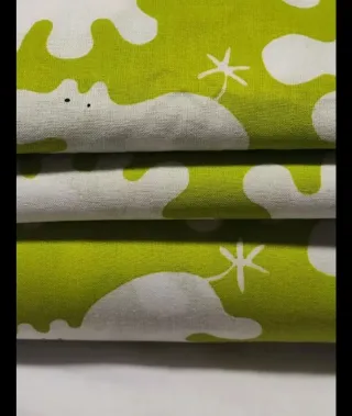 3 retales tela Ikea verde y blanco