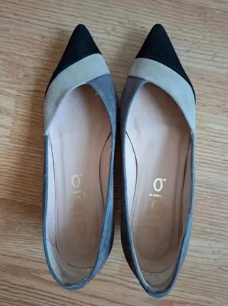 Zapatos tacón grises y negros talla 36