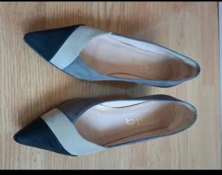 Zapatos tacón grises y negros talla 36