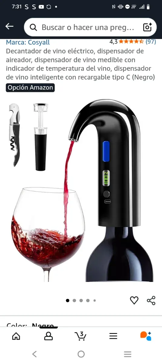 Decantador y dispensador de vino eléctrico