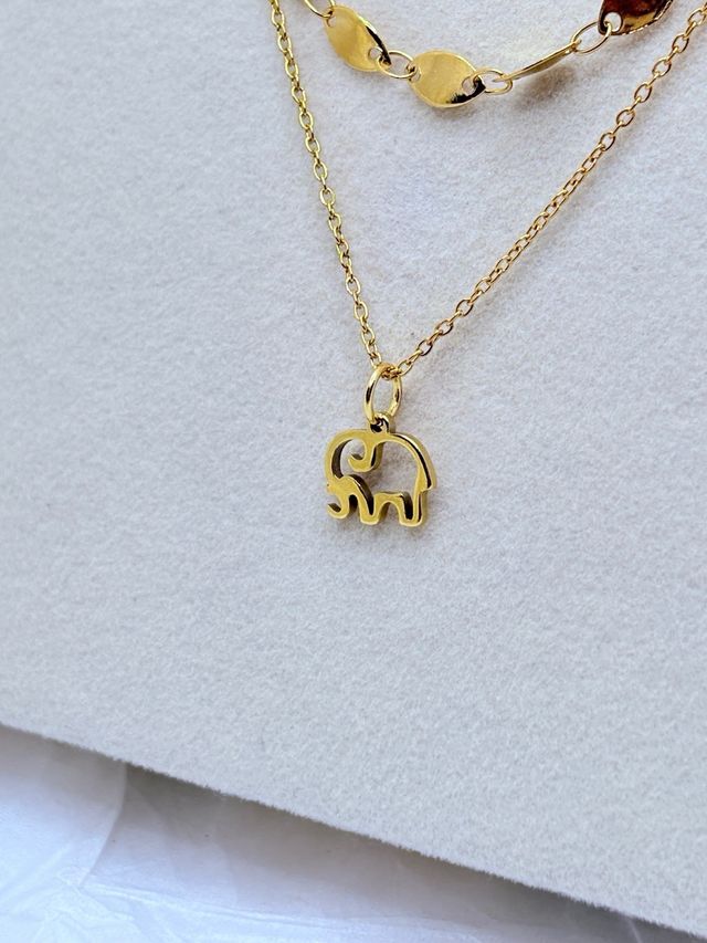 Collar doble acero inoxidable elefante