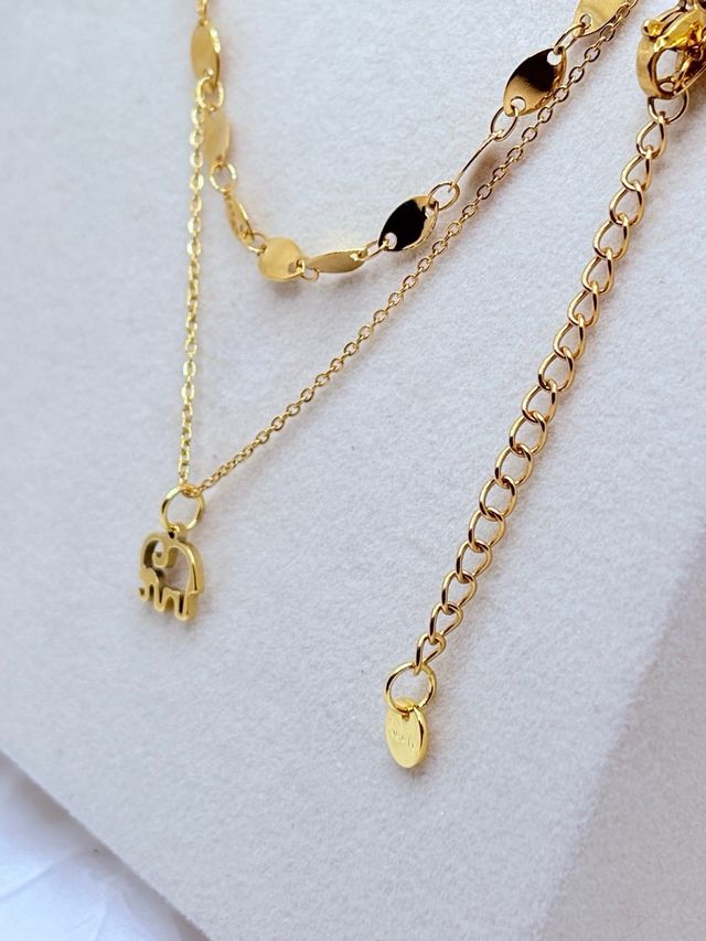 Collar doble acero inoxidable elefante