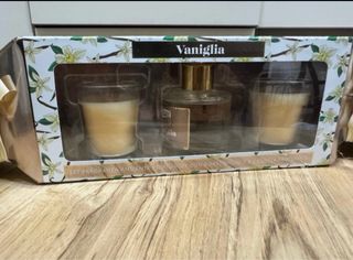 Profumatore Vaniglia Set Candele e Diffusore