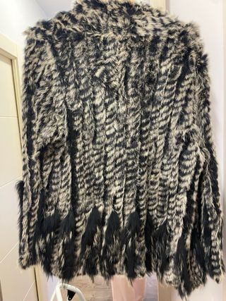 Chaqueta pelo natural beige y negro T. única