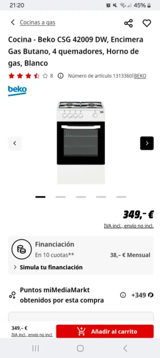 Cocina de gas blanca