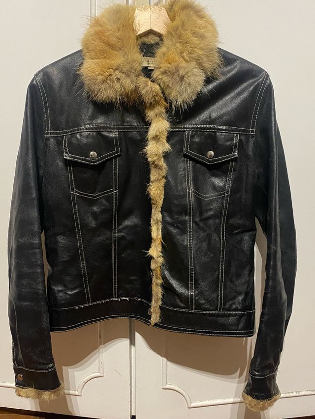 Giacca vera pelle con pelliccia