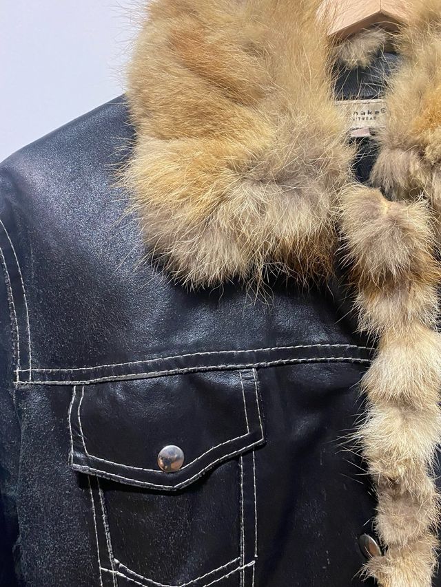 Giacca vera pelle con pelliccia