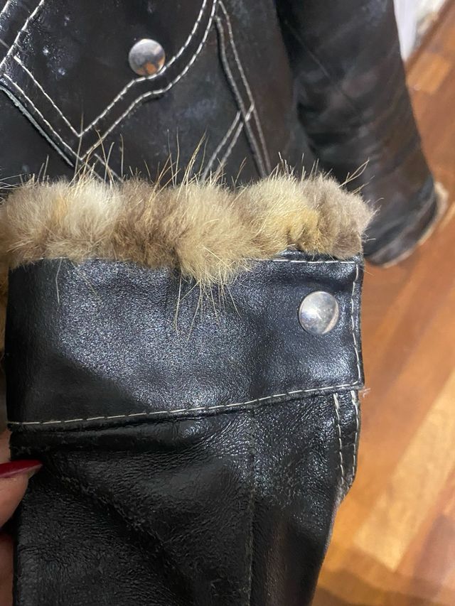 Giacca vera pelle con pelliccia