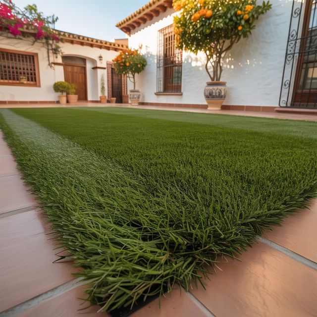 Césped artificial reutilizado