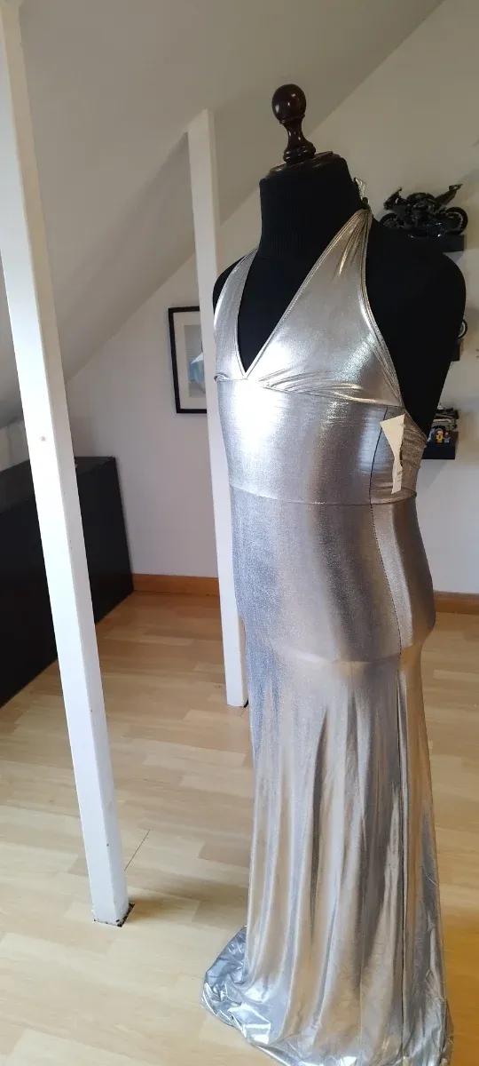 Vestido fiesta plateado Drag Queen