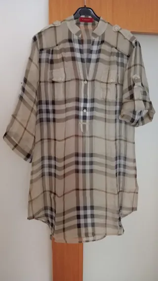 Camisa Burberry Cuadros Beige y Marrón