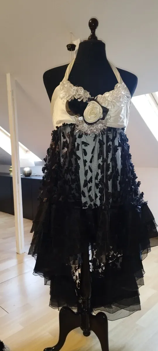 Vestido Fiesta Drag Queen Negro/Blanco Talla Única