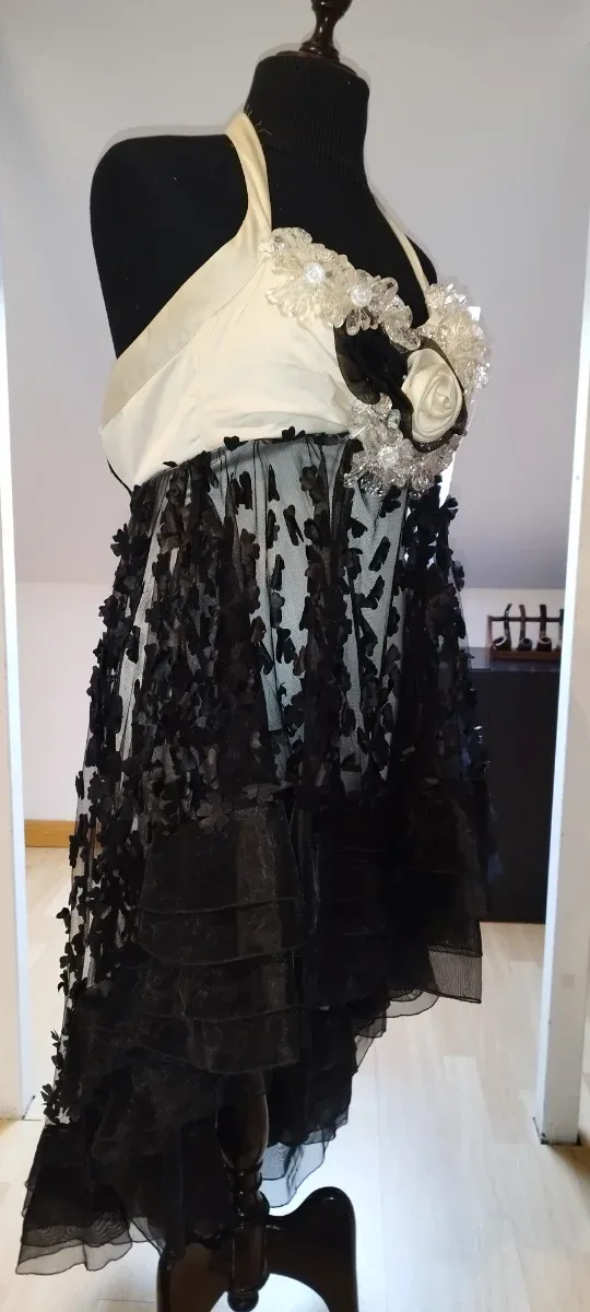 Vestido Fiesta Drag Queen Negro/Blanco Talla Única