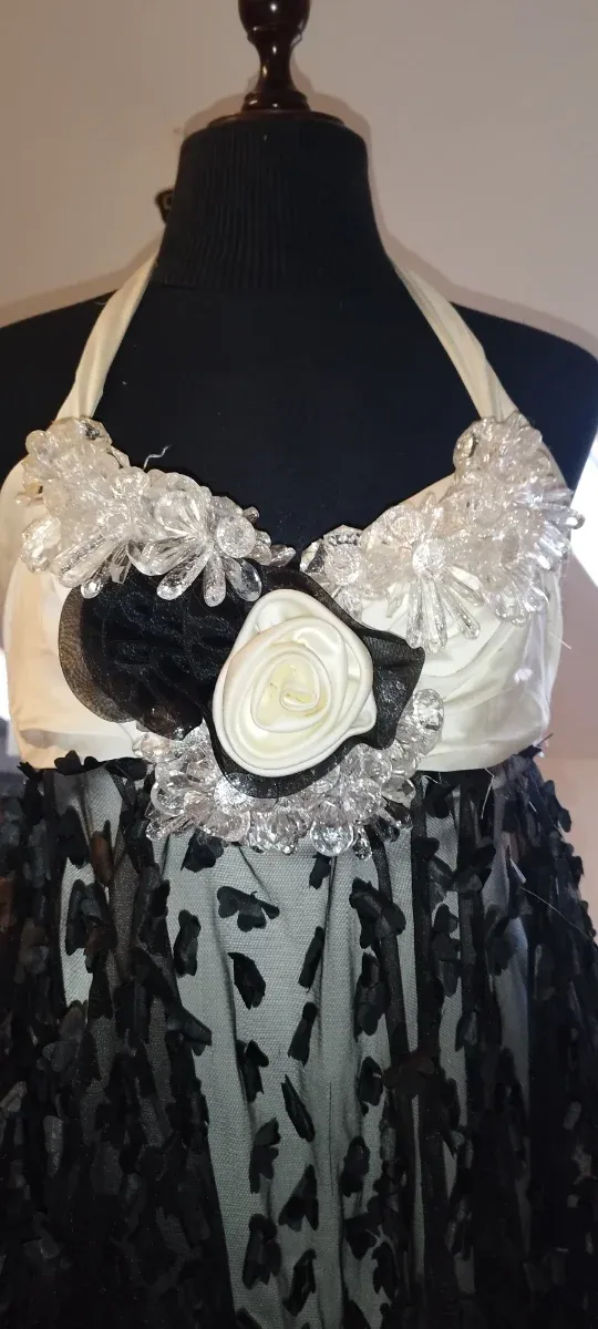 Vestido Fiesta Drag Queen Negro/Blanco Talla Única