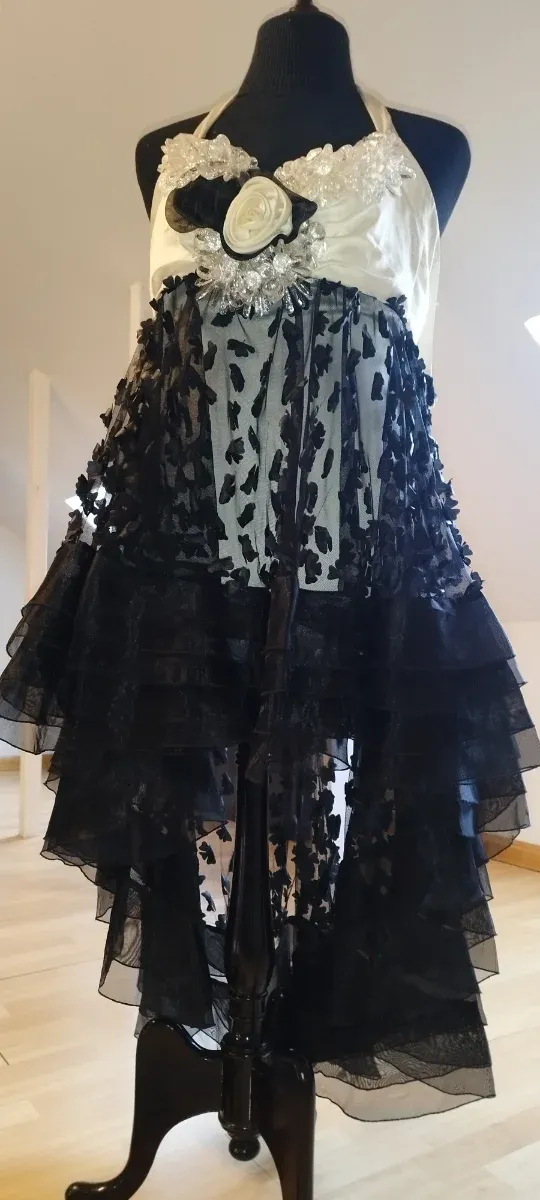 Vestido Fiesta Drag Queen Negro/Blanco Talla Única