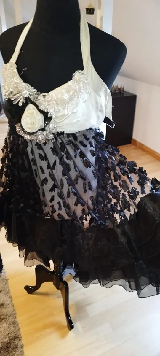 Vestido Fiesta Drag Queen Negro/Blanco Talla Única