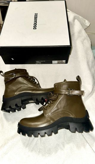 Dsquared2 Stivali Pelle Verde Militare