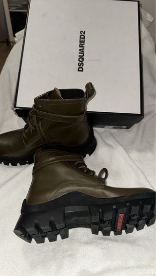 Dsquared2 Stivali Pelle Verde Militare