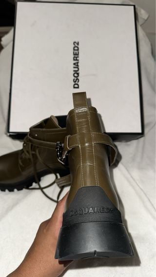 Dsquared2 Stivali Pelle Verde Militare