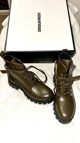 Dsquared2 Stivali Pelle Verde Militare