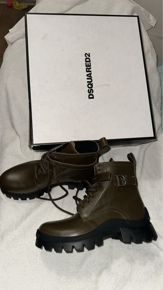 Dsquared2 Stivali Pelle Verde Militare