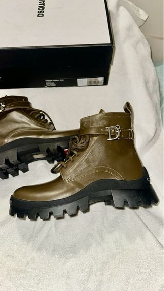 Dsquared2 Stivali Pelle Verde Militare