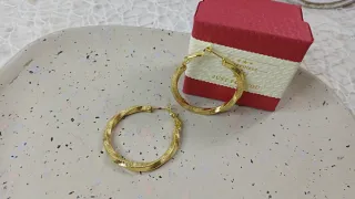 Pendientes Aro Rizado Serpiente Acero y Goldfilled