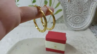 Pendientes Aro Rizado Serpiente Acero y Goldfilled