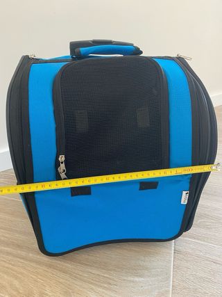 Transportín perro pequeño azul y negro