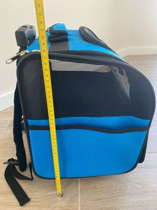 Transportín perro pequeño azul y negro